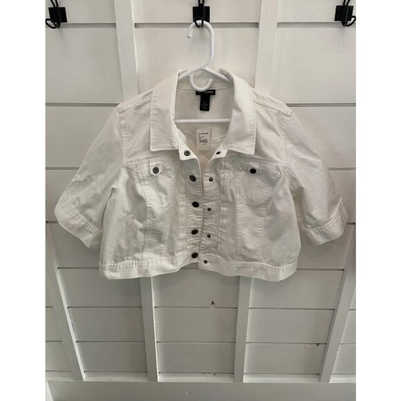 Lane Bryant women’s white Jean denim jacket nwt sz 22 plus cropped - Picture 1 of 6